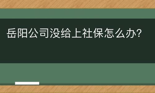 岳阳公司没给上社保怎么办？