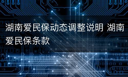 湖南爱民保动态调整说明 湖南爱民保条款