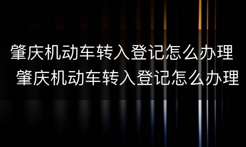 肇庆机动车转入登记怎么办理 肇庆机动车转入登记怎么办理手续