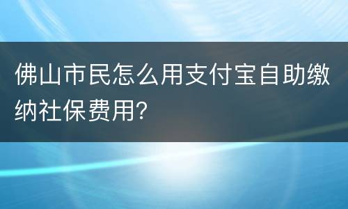 佛山市民怎么用支付宝自助缴纳社保费用？