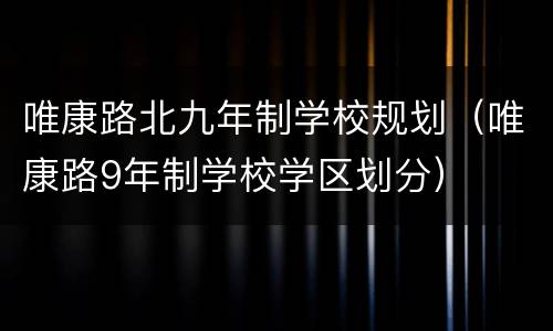 唯康路北九年制学校规划（唯康路9年制学校学区划分）