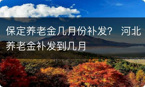 保定养老金几月份补发？ 河北养老金补发到几月