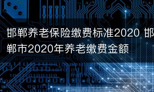 邯郸养老保险缴费标准2020 邯郸市2020年养老缴费金额