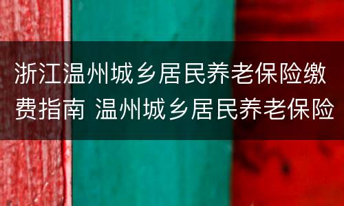 浙江温州城乡居民养老保险缴费指南 温州城乡居民养老保险2020年新政策
