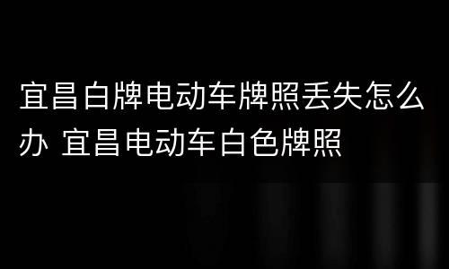 宜昌白牌电动车牌照丢失怎么办 宜昌电动车白色牌照