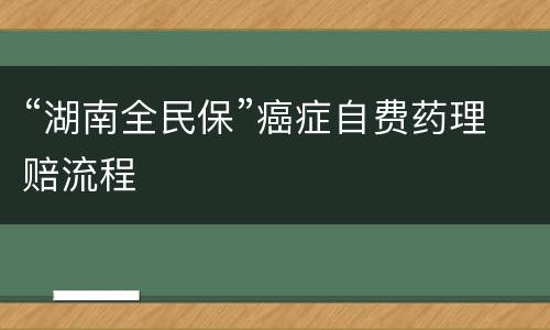 “湖南全民保”癌症自费药理赔流程