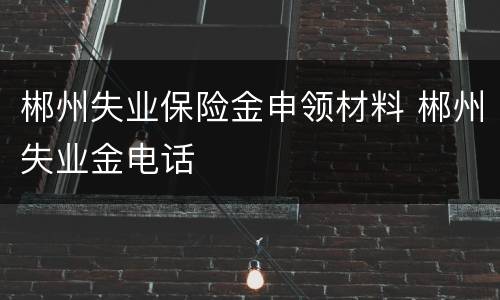 郴州失业保险金申领材料 郴州失业金电话