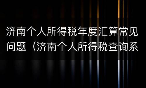 济南个人所得税年度汇算常见问题（济南个人所得税查询系统）