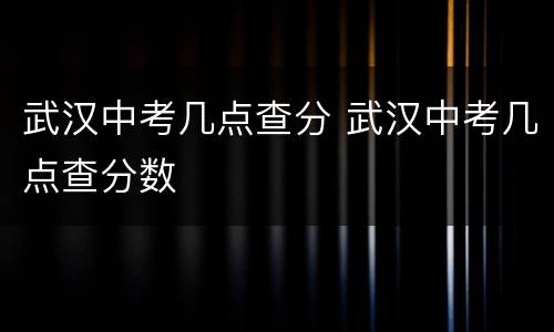 武汉中考几点查分 武汉中考几点查分数