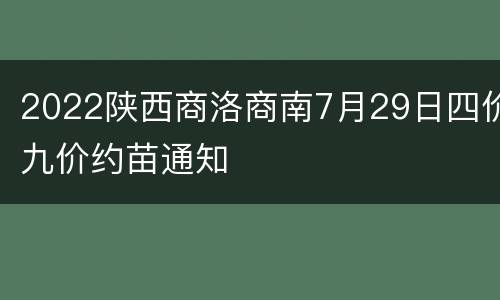 2022陕西商洛商南7月29日四价九价约苗通知