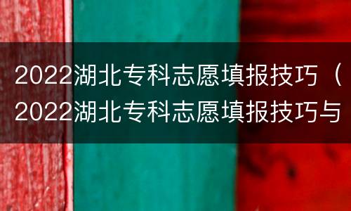 2022湖北专科志愿填报技巧（2022湖北专科志愿填报技巧与方法）
