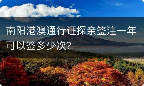 南阳港澳通行证探亲签注一年可以签多少次？