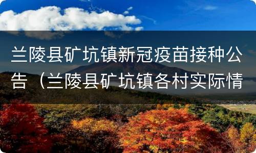 兰陵县矿坑镇新冠疫苗接种公告（兰陵县矿坑镇各村实际情况）