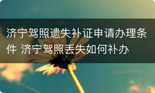 济宁驾照遗失补证申请办理条件 济宁驾照丢失如何补办