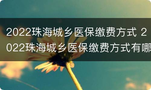 2022珠海城乡医保缴费方式 2022珠海城乡医保缴费方式有哪些