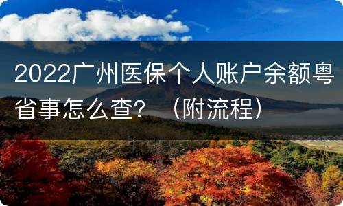 2022广州医保个人账户余额粤省事怎么查？（附流程）
