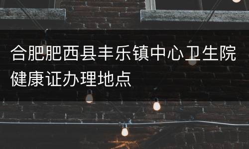 合肥肥西县丰乐镇中心卫生院健康证办理地点