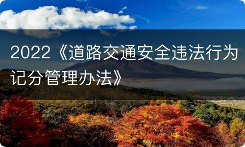2022《道路交通安全违法行为记分管理办法》
