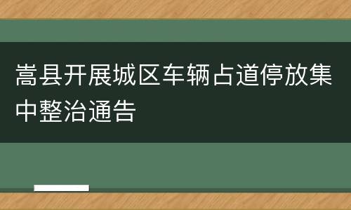 嵩县开展城区车辆占道停放集中整治通告