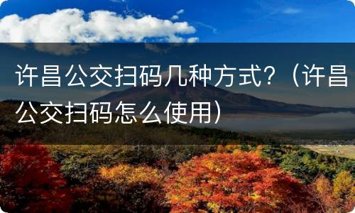 许昌公交扫码几种方式?（许昌公交扫码怎么使用）