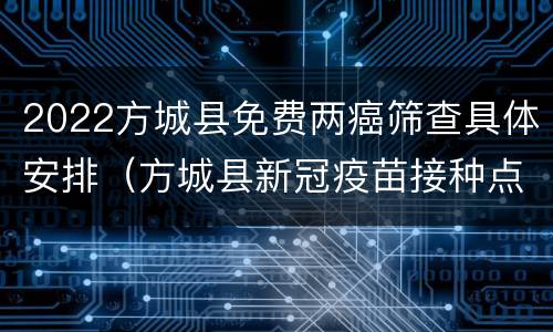 2022方城县免费两癌筛查具体安排（方城县新冠疫苗接种点电话）