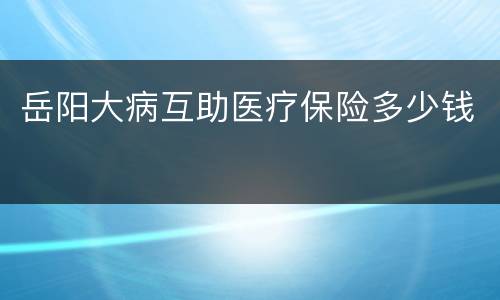岳阳大病互助医疗保险多少钱
