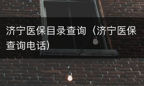 济宁医保目录查询（济宁医保查询电话）