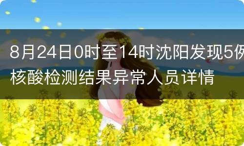 8月24日0时至14时沈阳发现5例核酸检测结果异常人员详情