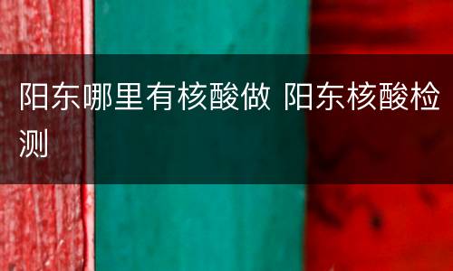 阳东哪里有核酸做 阳东核酸检测
