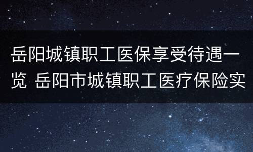 岳阳城镇职工医保享受待遇一览 岳阳市城镇职工医疗保险实施办法