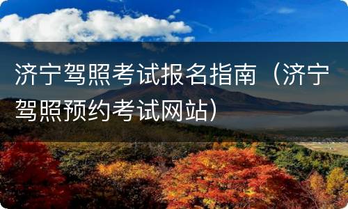 济宁驾照考试报名指南（济宁驾照预约考试网站）