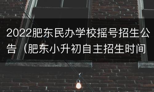 2022肥东民办学校摇号招生公告（肥东小升初自主招生时间2020）