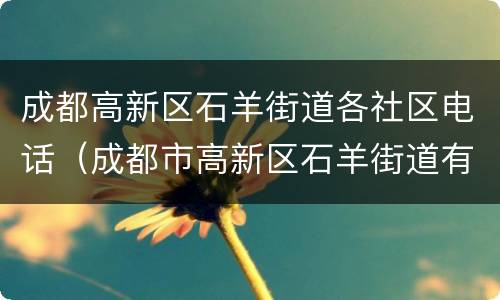 成都高新区石羊街道各社区电话（成都市高新区石羊街道有哪些社区）
