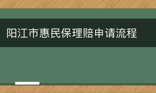 阳江市惠民保理赔申请流程