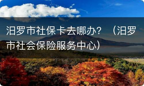 汨罗市社保卡去哪办？（汨罗市社会保险服务中心）