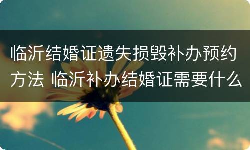 临沂结婚证遗失损毁补办预约方法 临沂补办结婚证需要什么手续
