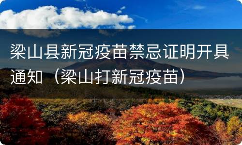 梁山县新冠疫苗禁忌证明开具通知（梁山打新冠疫苗）