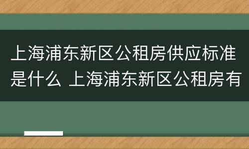 上海浦东新区公租房供应标准是什么 上海浦东新区公租房有哪些