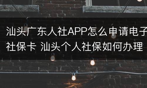 汕头广东人社APP怎么申请电子社保卡 汕头个人社保如何办理
