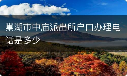 巢湖市中庙派出所户口办理电话是多少