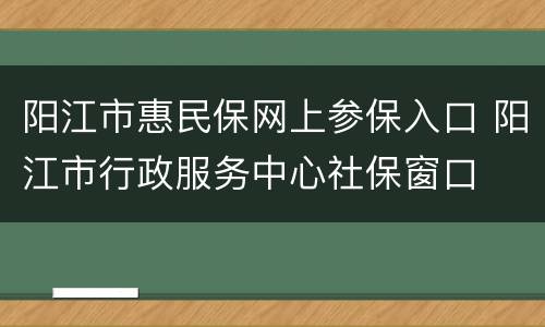 阳江市惠民保网上参保入口 阳江市行政服务中心社保窗口