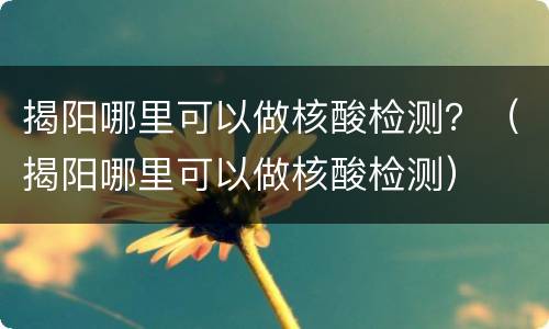 揭阳哪里可以做核酸检测？（揭阳哪里可以做核酸检测）