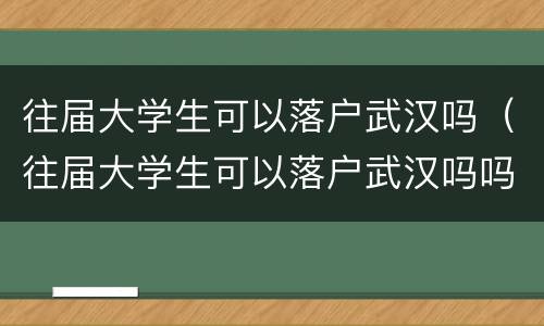 往届大学生可以落户武汉吗（往届大学生可以落户武汉吗吗）