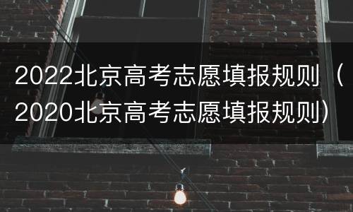 2022北京高考志愿填报规则（2020北京高考志愿填报规则）