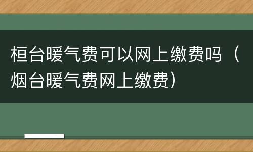 桓台暖气费可以网上缴费吗（烟台暖气费网上缴费）