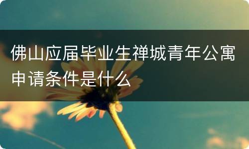 佛山应届毕业生禅城青年公寓申请条件是什么