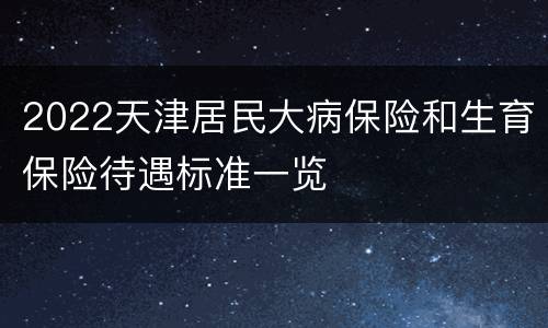 2022天津居民大病保险和生育保险待遇标准一览