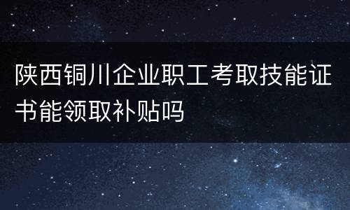 陕西铜川企业职工考取技能证书能领取补贴吗