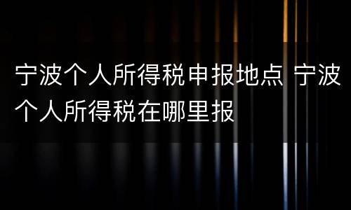 宁波个人所得税申报地点 宁波个人所得税在哪里报