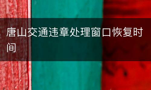 唐山交通违章处理窗口恢复时间